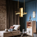 Postmodern gold Art Deco iron and glass chandelier for dining room