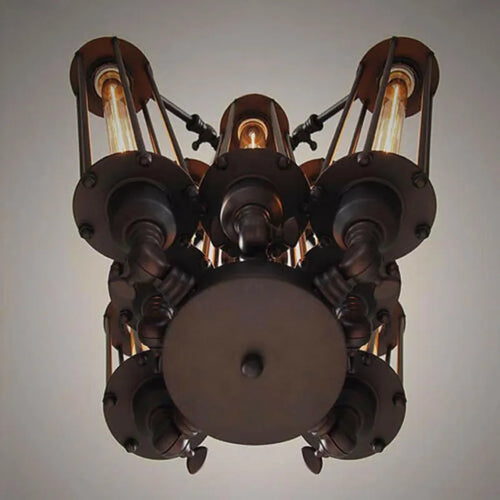Industrial 8 head pendant light Loft American steampunk lamp cafe dining room iron chain pendant light vintage bar pendant light - vue 6 sur 8