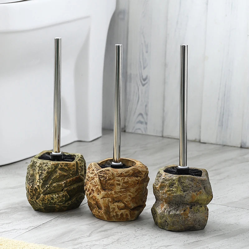 ensemble créatif de support de brosse de toilette en céramique rétro - vue 2 sur 8