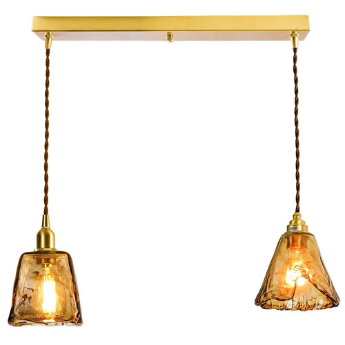 Adjustable vintage Japanese-style LED wood and copper pendant light - vue 18 sur 21