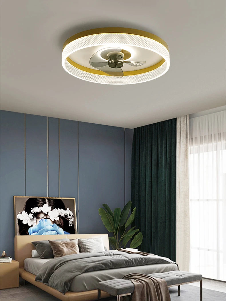 Modern ceiling light with fan and LED 3 colours