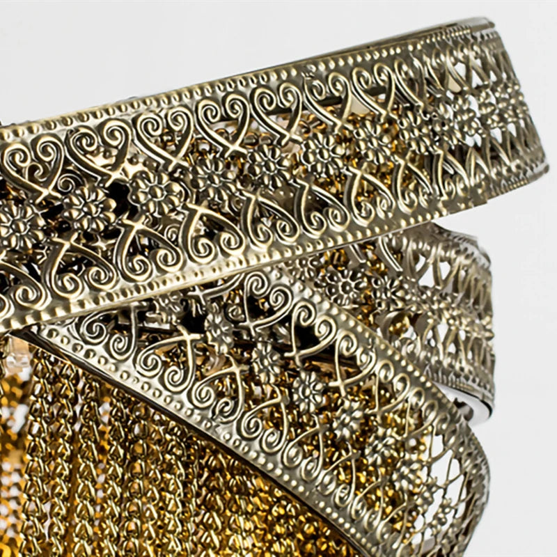 lustre à pampilles en aluminium design industriel à led - vue 5 sur 9
