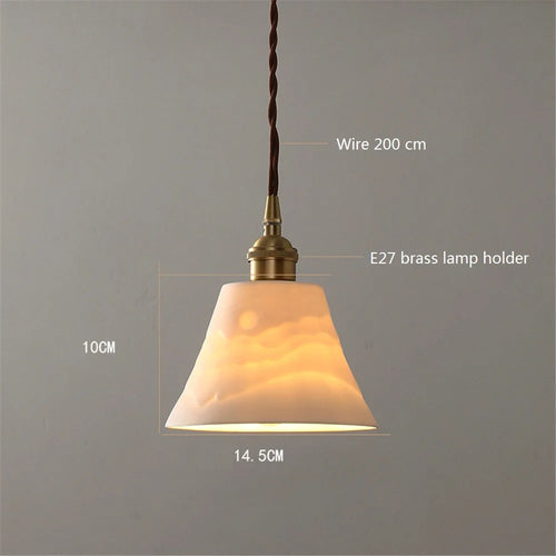 Loft style antique LED brass ceramic retro pendant light - vue 3 sur 6