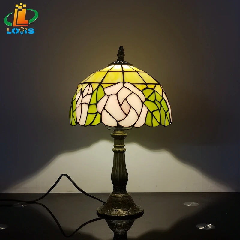 Tiffany style rose table lamp for interior decoration