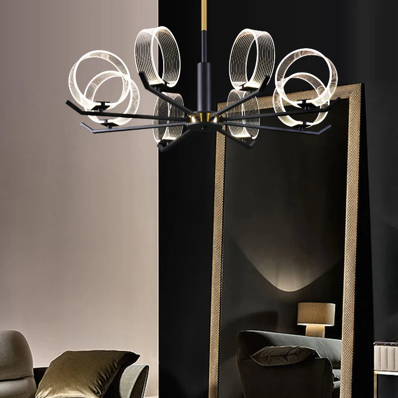 Industrial acrylic LED chandelier for decorative indoor lighting - vue 4 sur 13