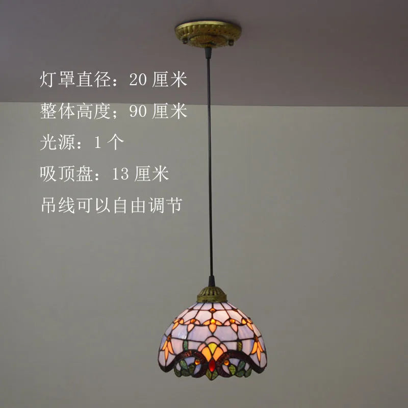 Baroque stained glass pendant light for an elegant interior - vue 15 sur 15