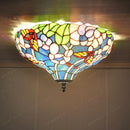 Country style ceiling light with glass flowers and butterflies