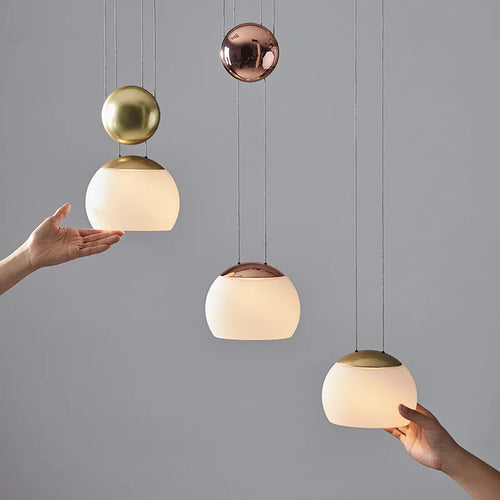 Adjustable designer Nordic glass pendant light loft style - vue 2 sur 8