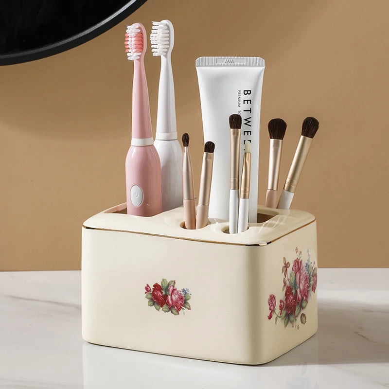 Modern ceramic toothbrush holder for bathroom