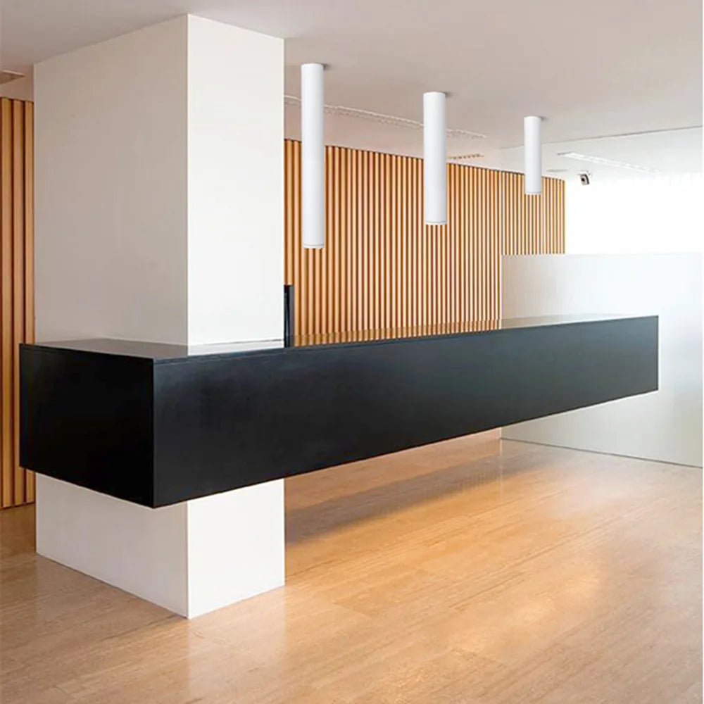Modern long cylinder LED aluminium surface-mounted ceiling spotlight for living room, kitchen or office - vue 5 sur 6