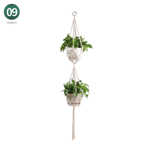 macrame hanging basket for plants crafts home decor - vue 17 sur 18