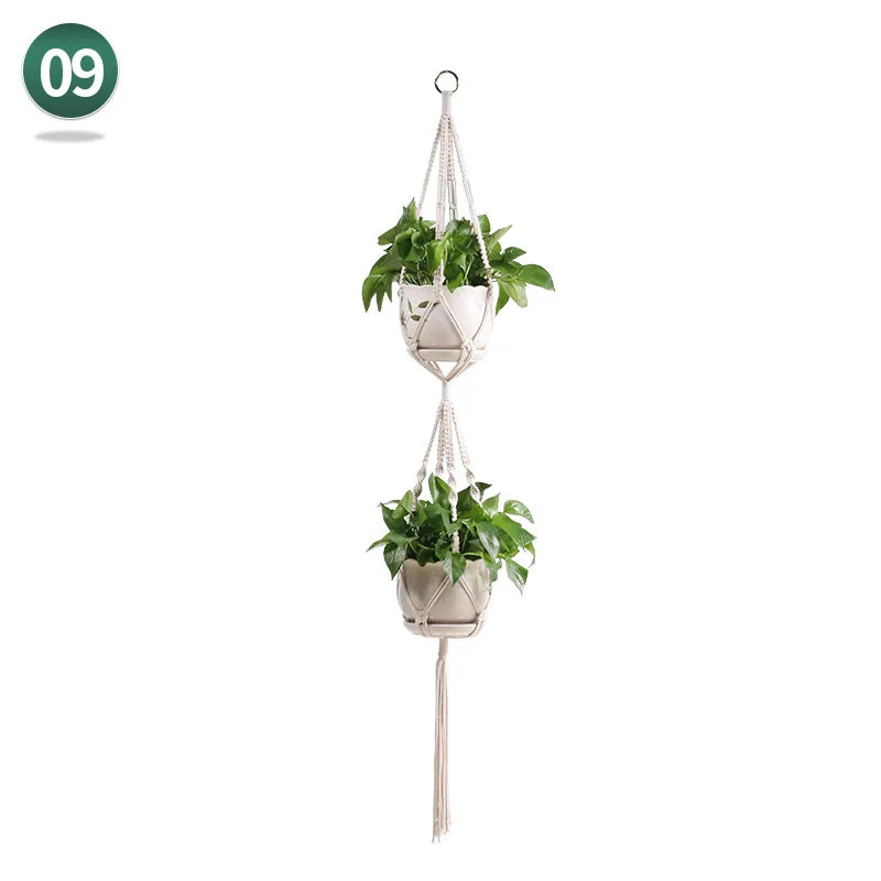 macrame hanging basket for plants crafts home decor - vue 16 sur 18