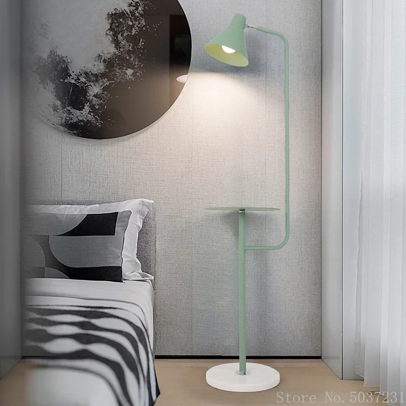 Modern iron floor lamp with elegant marble base