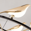 Luxury LED designer chandelier with golden magpie birds