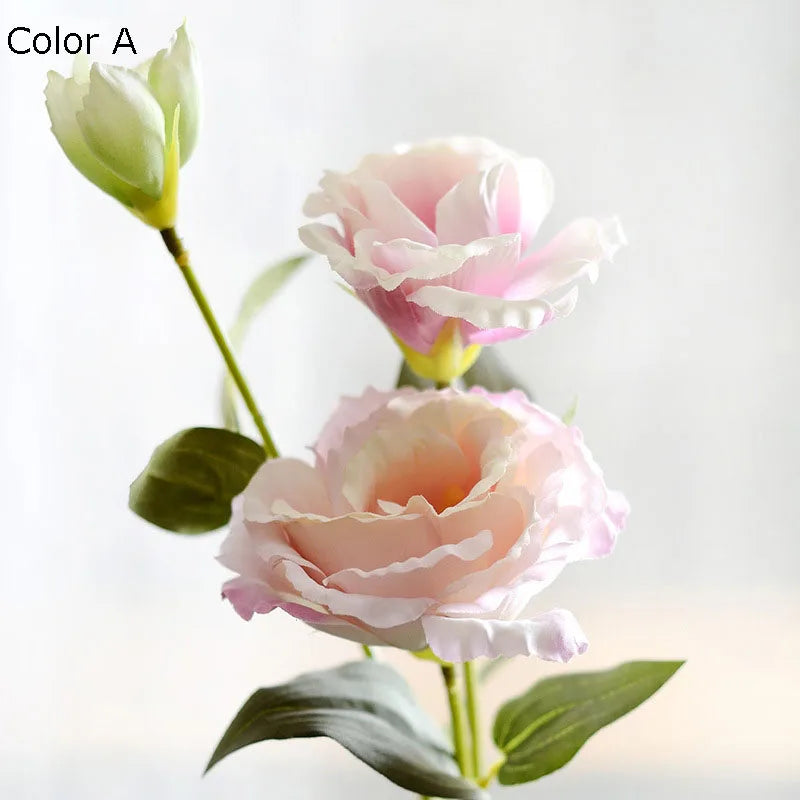 Artificial eustoma silk flowers for weddings, set of 3 branches - vue 8 sur 11