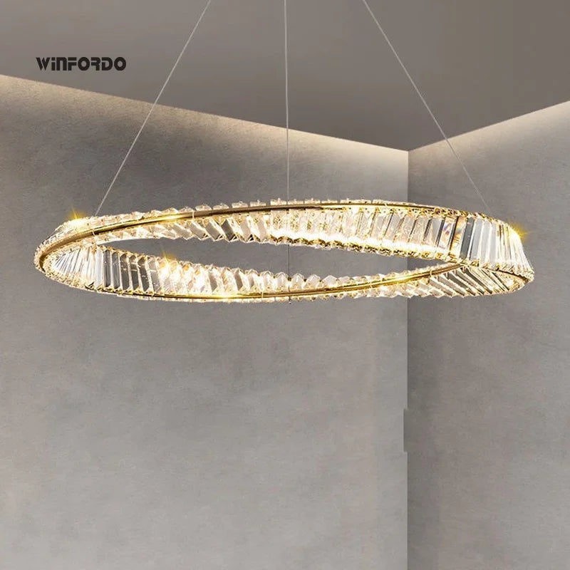 Luxury gold chandelier with crystal lighting winfordo