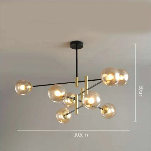 Modern LED glass ball chandelier nordic creative lighting - vue 19 sur 18