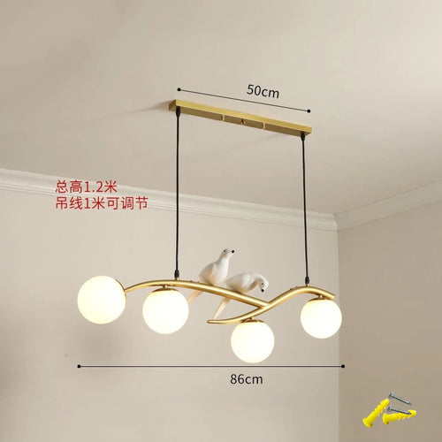 Nordic bird lamp modern chandelier with glass LED shade - vue 11 sur 14