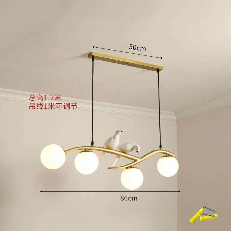Nordic bird lamp modern chandelier with glass LED shade - vue 10 sur 14