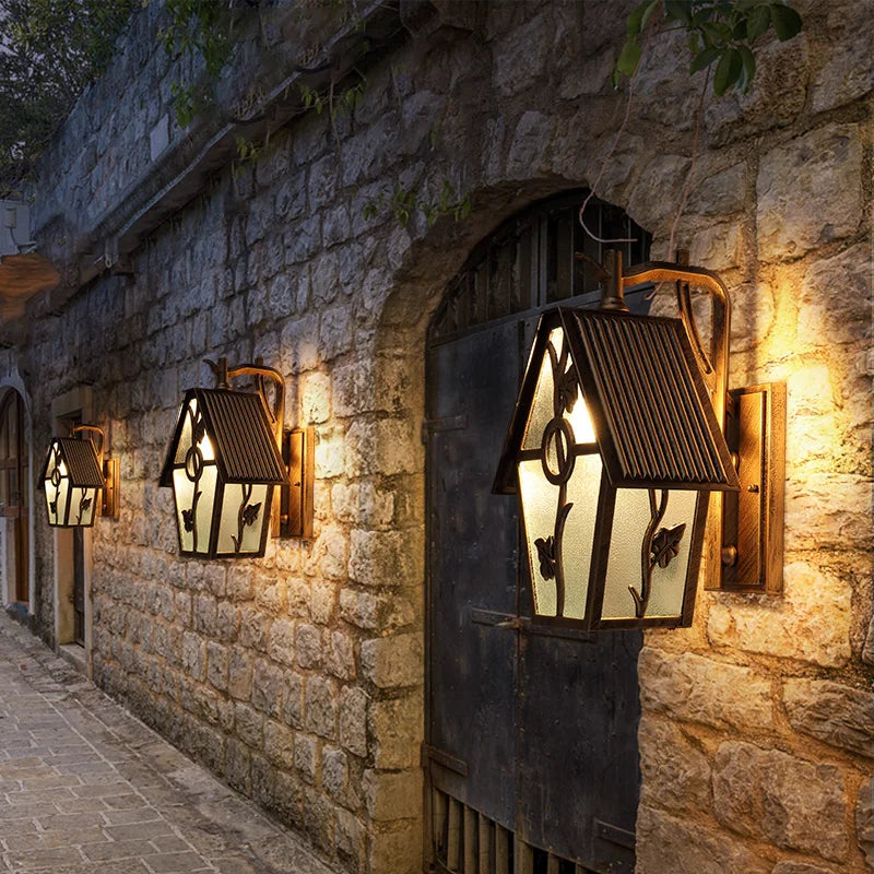 Retro wall lights for balcony and outdoor garden - vue 4 sur 8