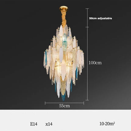 Art Deco LED chandelier in iron and glass with elegant design for modern lighting - vue 17 sur 25