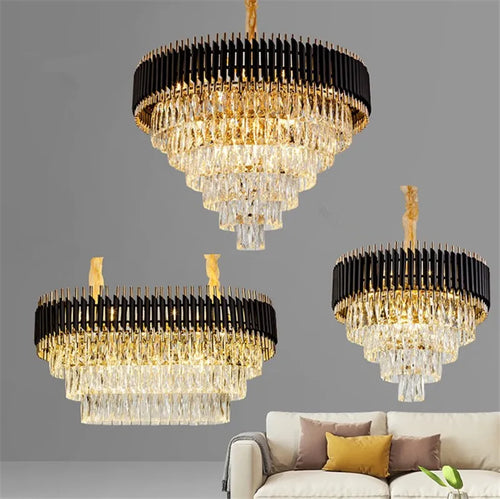 Modern crystal pendant chandelier for elegant interiors - vue 4 sur 9