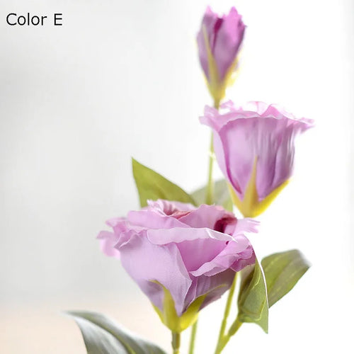 Artificial eustoma silk flowers for weddings, set of 3 branches - vue 6 sur 11