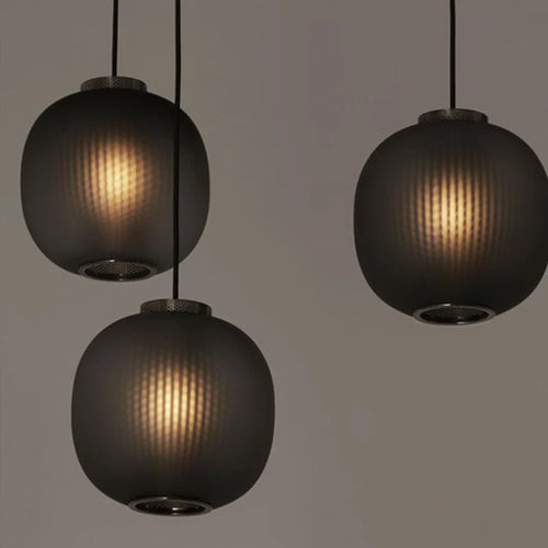 Retro smoked glass pendant light industrial indoor design - vue 7 sur 8