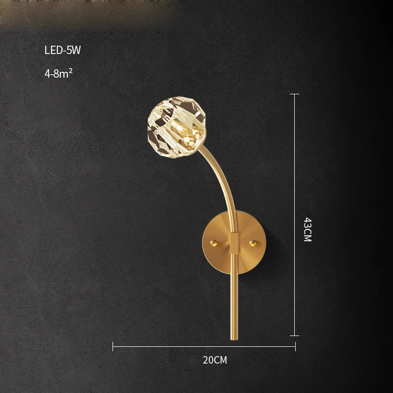 Postmodern copper and crystal LED wall light - vue 19 sur 22