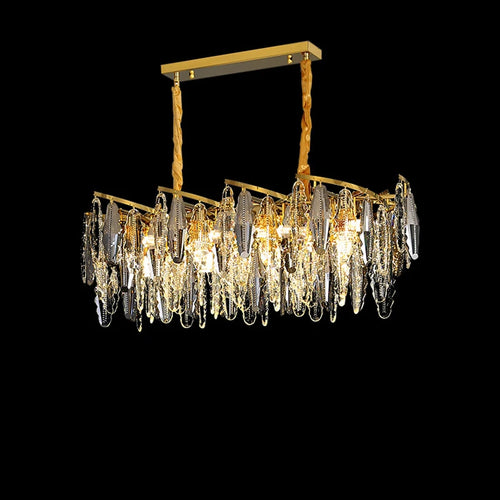 Art deco crystal and elegant metal designer chandelier - vue 3 sur 10