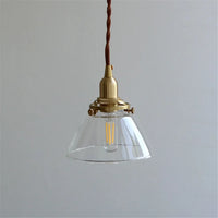 Industrial loft LED pendant light retro brass and glass antique droplight