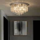Modern LED ceiling light in chrome steel with K9 crystals art deco