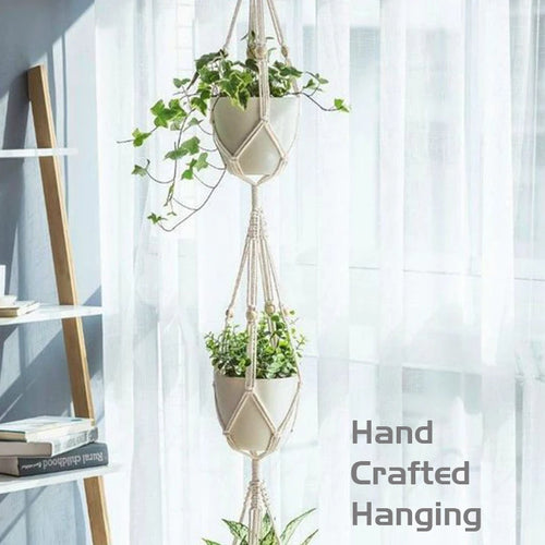 macrame hanging basket for plants crafts home decor - vue 4 sur 18