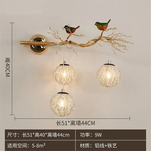 Nordic aluminium bird nest LED wall light romantic - vue 9 sur 11