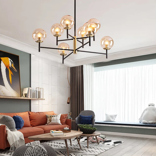 Nordic industrial 6-light glass bubble chandelier - vue 4 sur 14