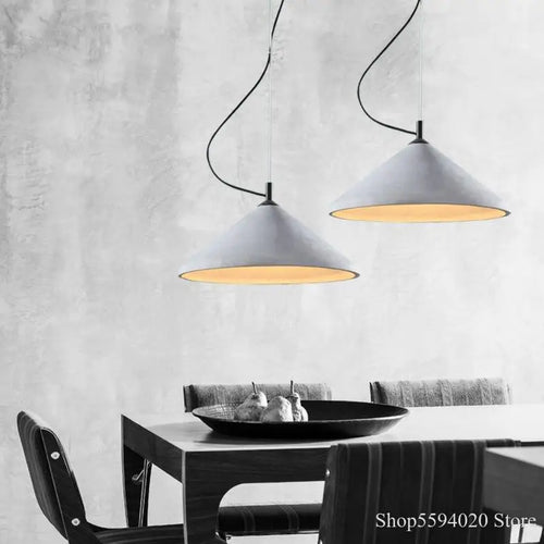 Retro loft concrete pendant light with LED for restaurant and living room - vue 3 sur 6