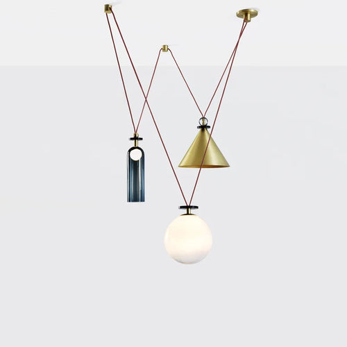 Glass and metal pendant light for modern interior decor - vue 2 sur 25