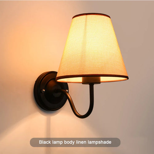 American retro fabric wall light with European LED lampshade - vue 12 sur 14