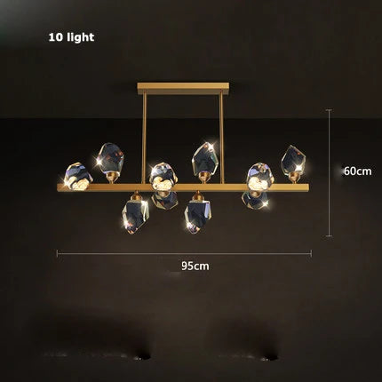 Crystal and copper art deco modern design chandelier - vue 14 sur 22