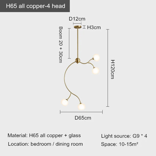 Designer copper restaurant chandelier with modern ambiance for interiors - vue 11 sur 10