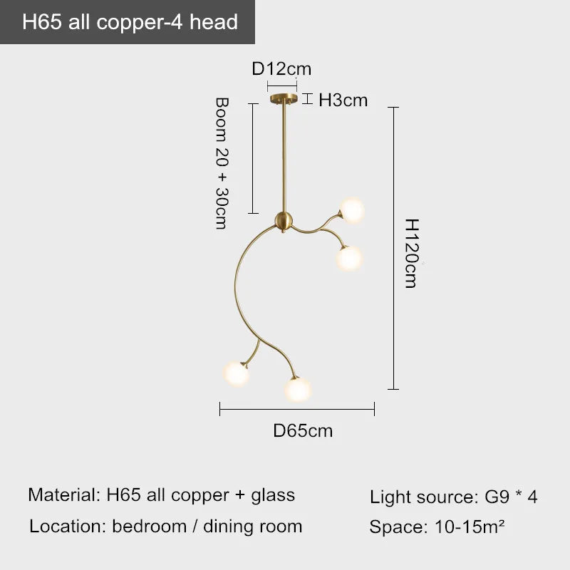 Designer copper restaurant chandelier with modern ambiance for interiors - vue 10 sur 10