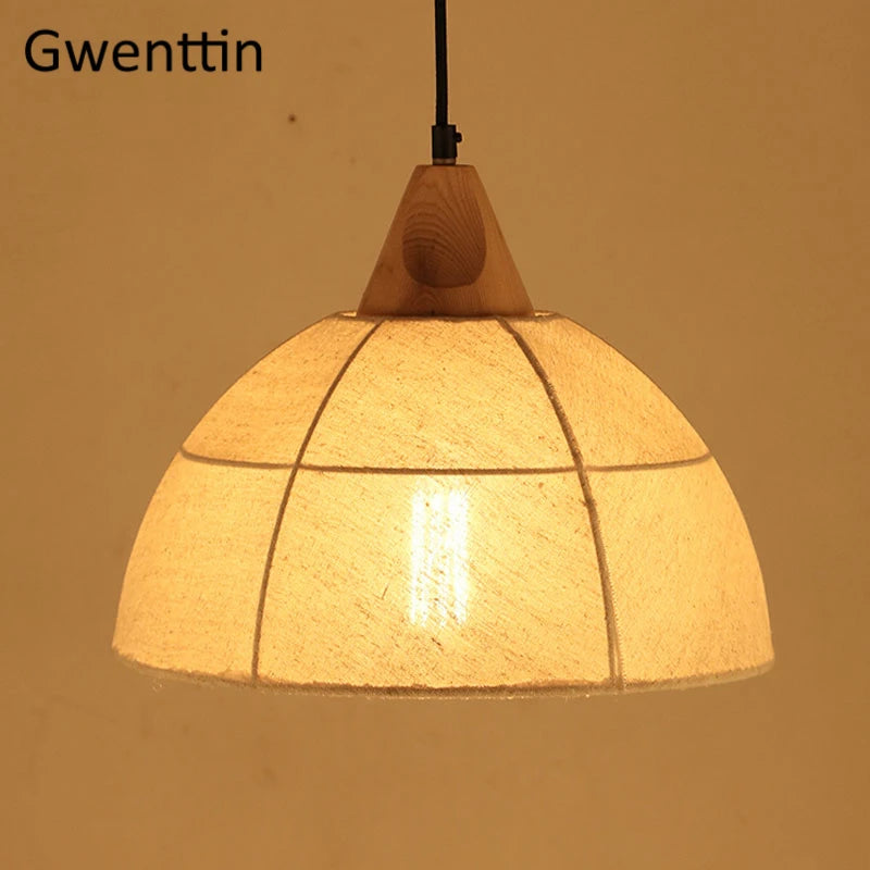 Vintage linen pendant light for modern interior decor