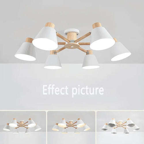 Simple modern solid wood Nordic chandelier - vue 3 sur 18