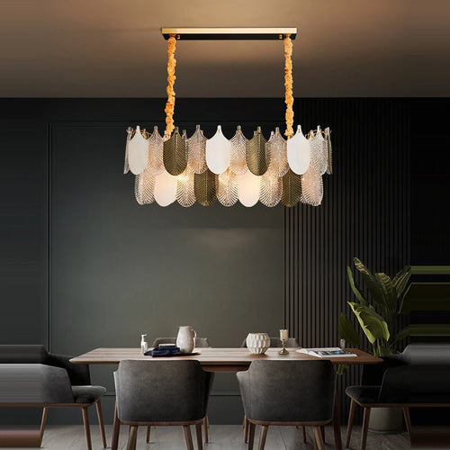 Modern art deco designer stainless steel LED chandelier - vue 5 sur 12