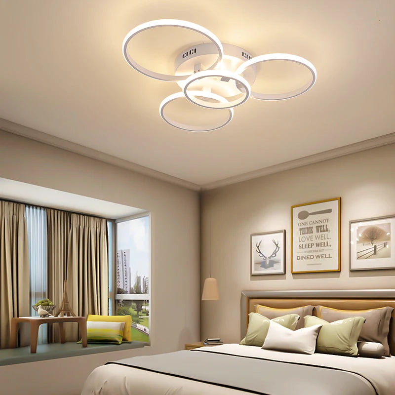 Neo Gleam modern LED ceiling light RC dimmable rings for living room and bedroom - vue 3 sur 13