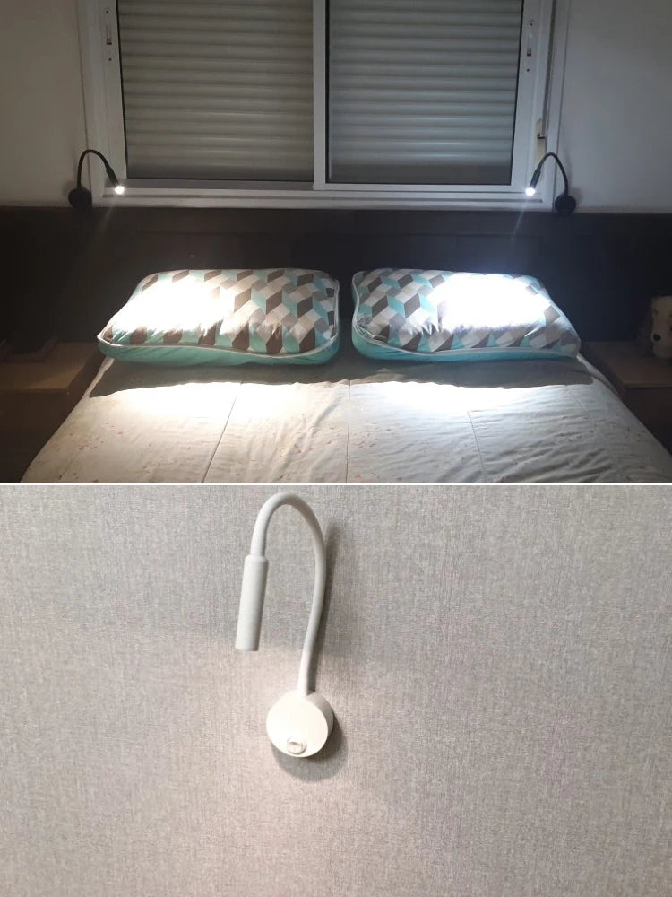 Bedside Lamp Work Study Reading Lamp Wall Lights 3W LED Book Lamp Wall Night Light LED Spot Light Fixtures EU US Plug Cord - vue 10 sur 14