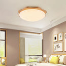 Solid wood LED ceiling light with dimmable brightness for interiors