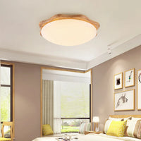 Solid wood LED ceiling light with dimmable brightness for interiors