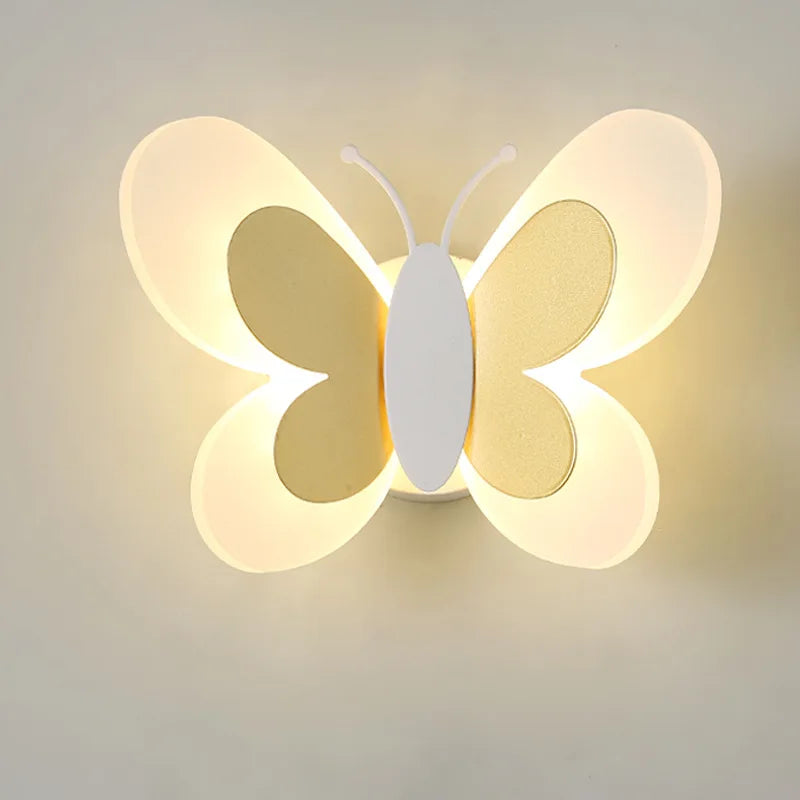 Creative cartoon butterfly LED wall light for children - vue 6 sur 14