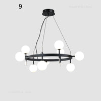Nordic iron chandelier with LED glass balls for restaurant